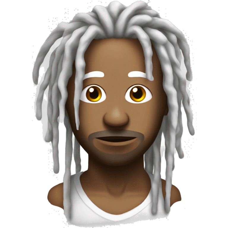 Create a  man with dreads that has white goey paint dripping all over him  emoji