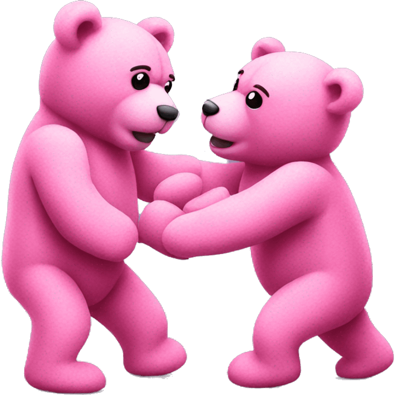 two pink teddy bears fighting emoji