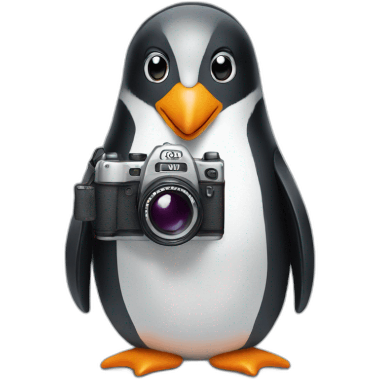 Penguin holding camera emoji