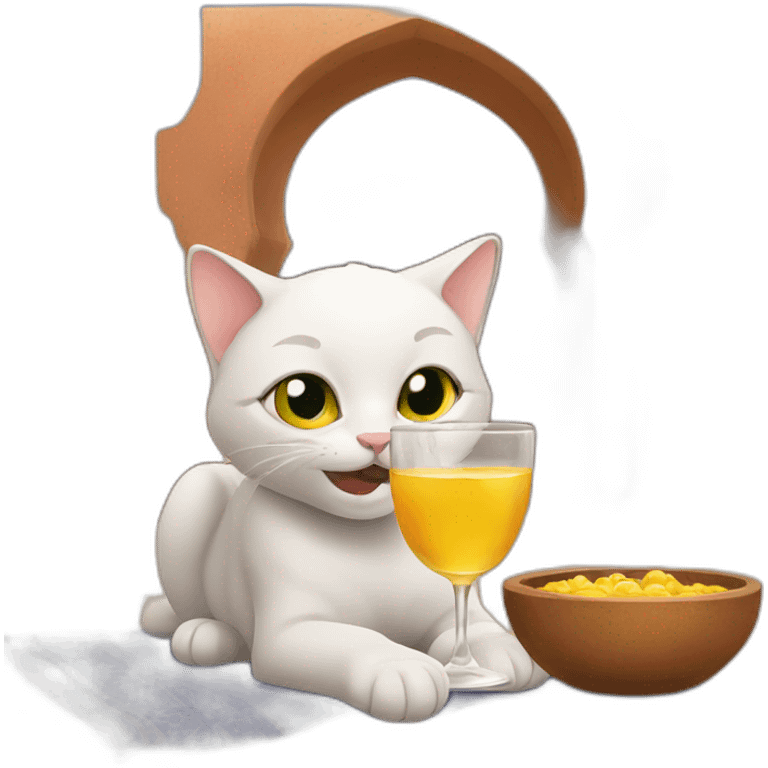 Cat drinks the in morocco emoji