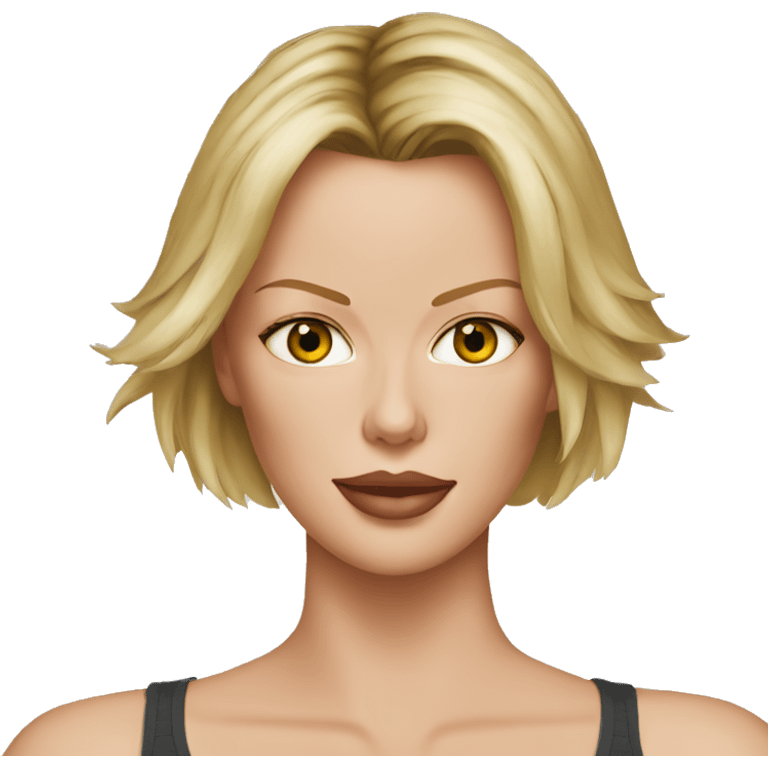 super realistic face of charlize theron wearing tank top emoji