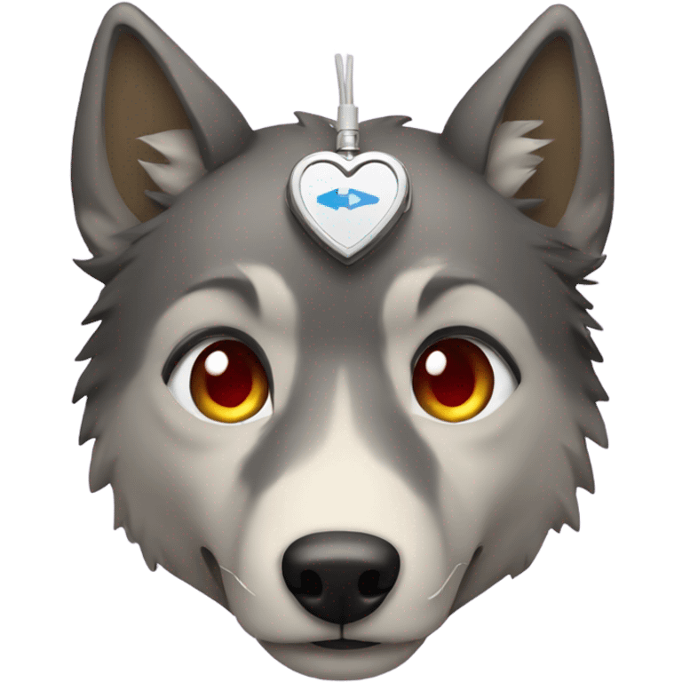 Wolf wearing a heart monitor  emoji