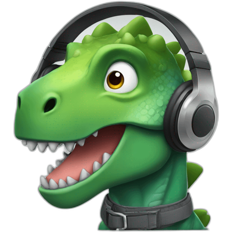 dinosaur listening to songs emoji