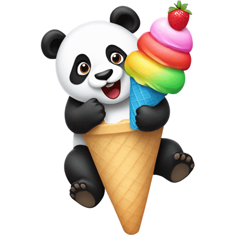 Panda eating ice cream emoji