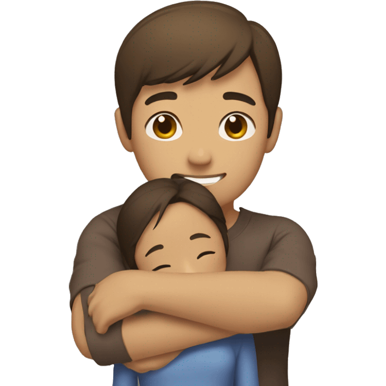 Asian Man brown hair hugging brown tan girl  emoji