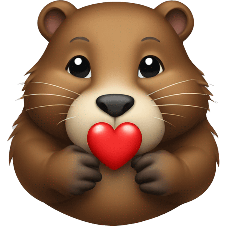 Beaver with red heart emoji emoji