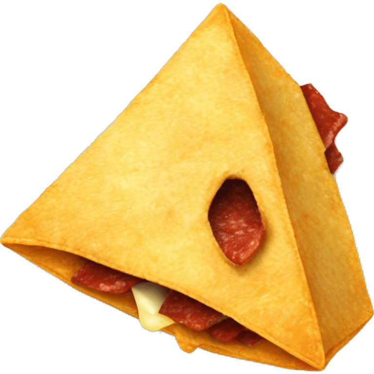 nacho tortilla chip with a little piece of meat on it emoji