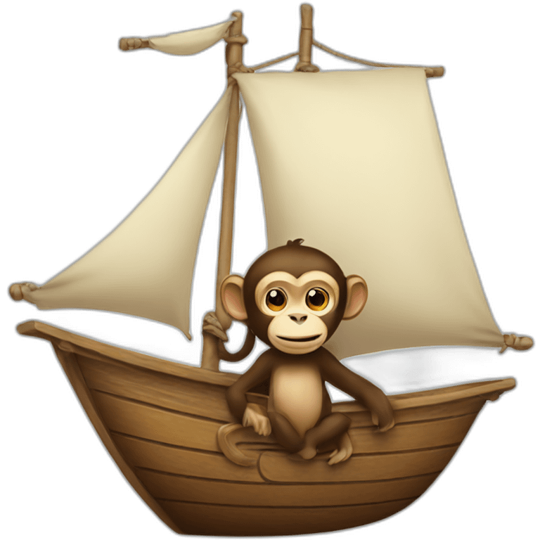 Monkey sailing a ship emoji