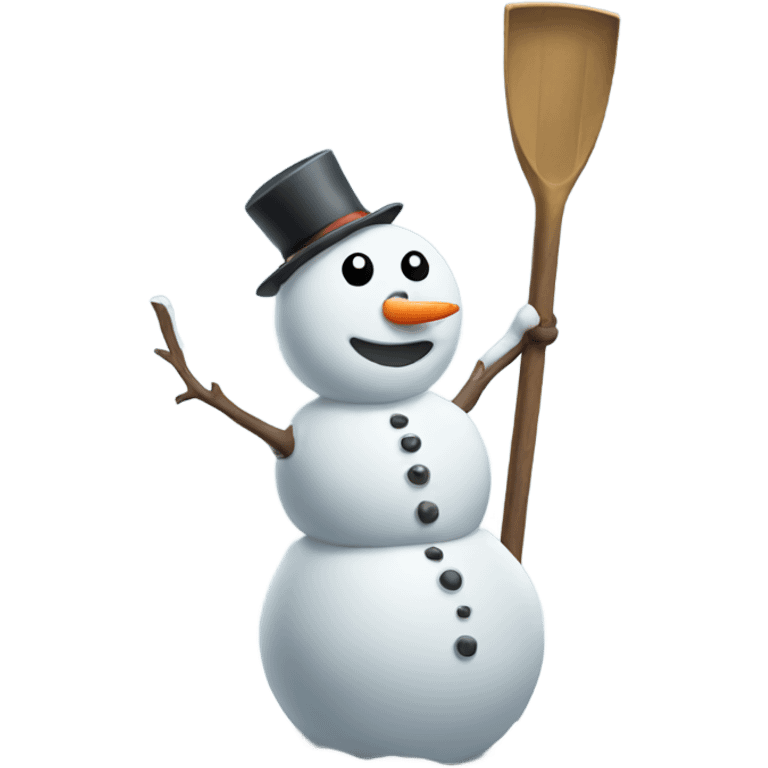 Snowman holding shovel  emoji