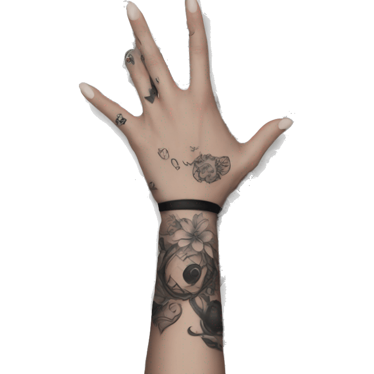 Feminine arm, black fingernails and gothic tattoos  emoji