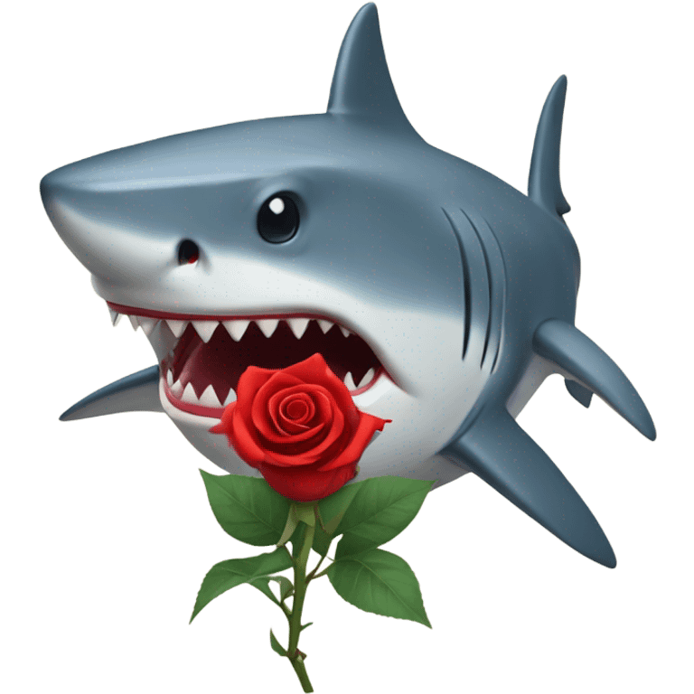 shark holding a red rose emoji