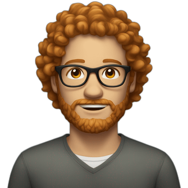 curly haired white man with light reddish beard and tortoise shell glasses emoji