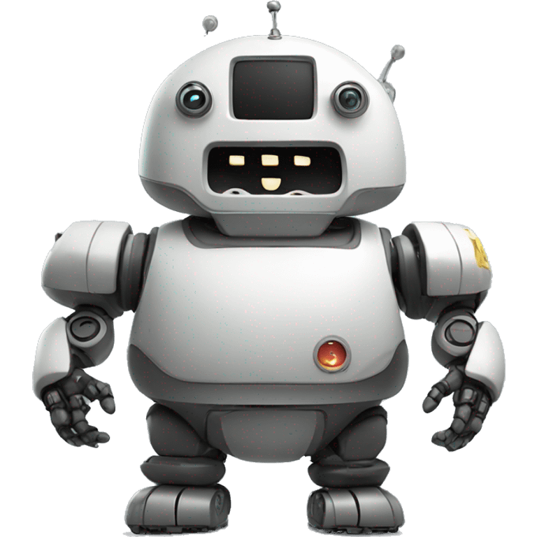 Very fat robot playing video game emoji