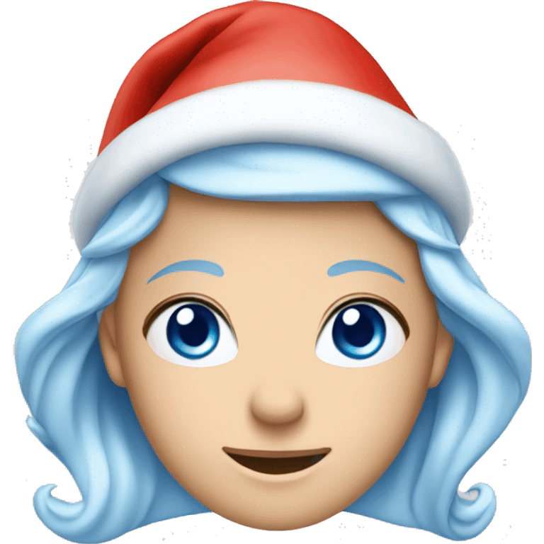 Cinderella wearing Santa hat and have blue eyes emoji