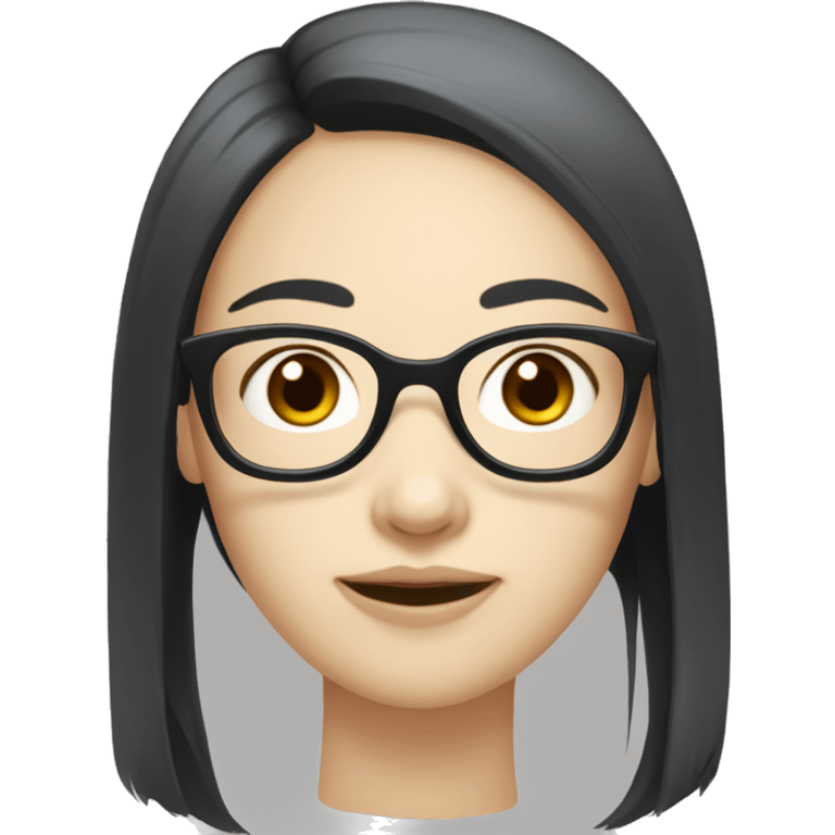 Asian girl with pale skin black straight hair glasses emoji