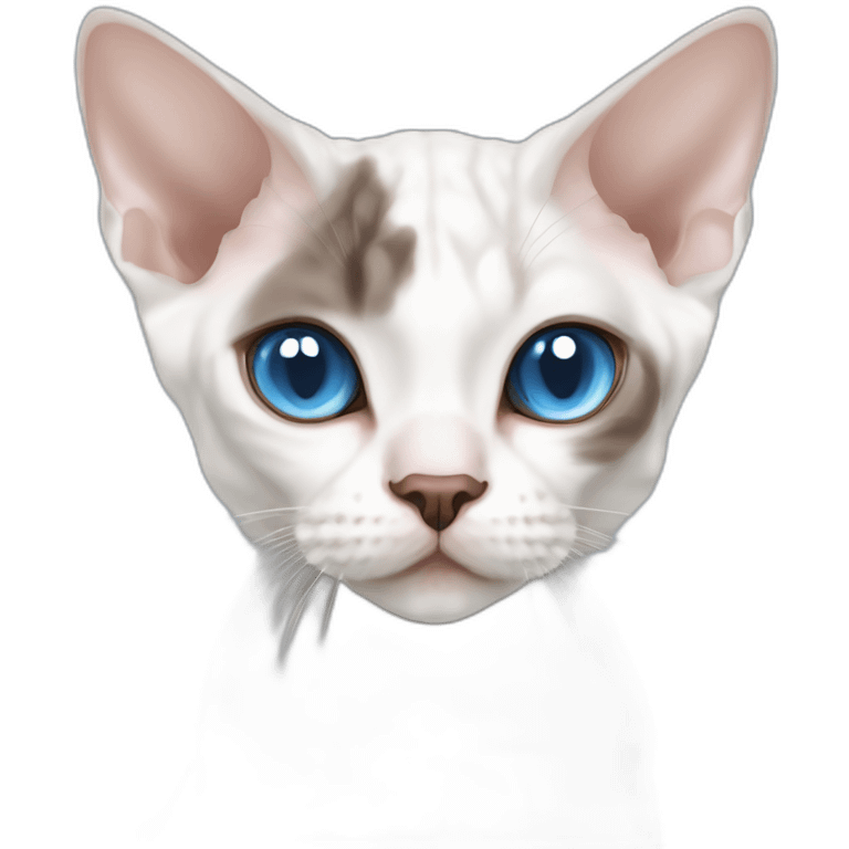 white to chocolate point devon rex cat with blue eyes emoji