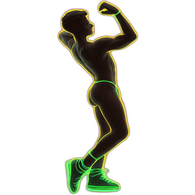  male dancer big booty neon sign style emoji