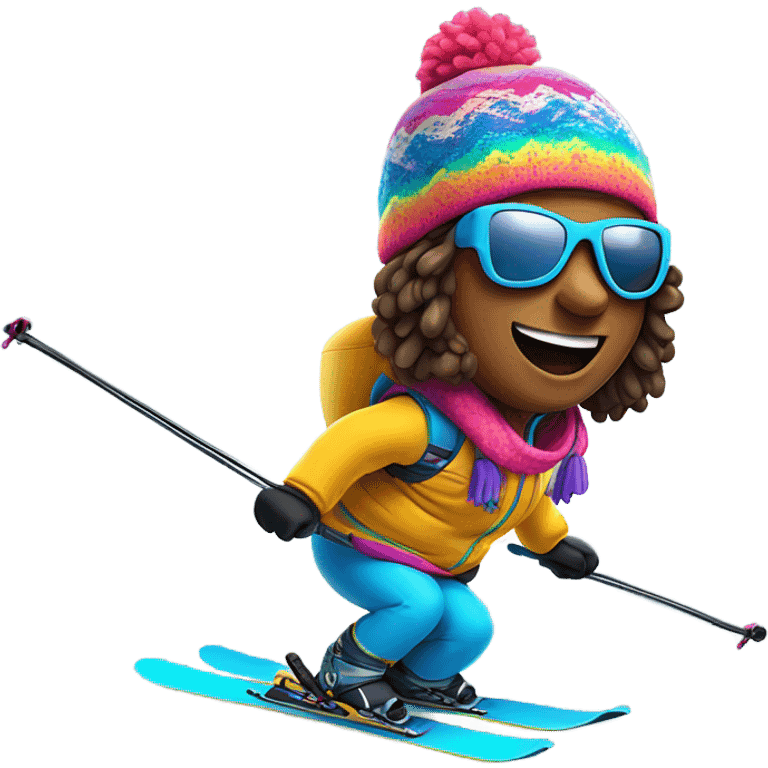 Plump hippie on skis emoji