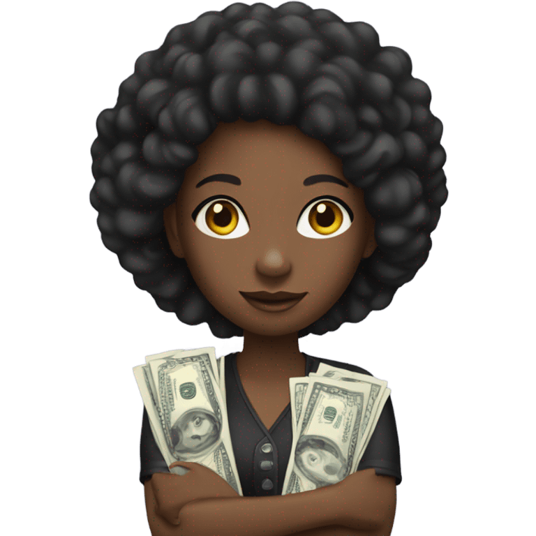 Black girl with money emoji