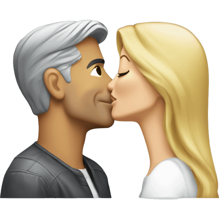 George Clooney kissing blonde woman  emoji