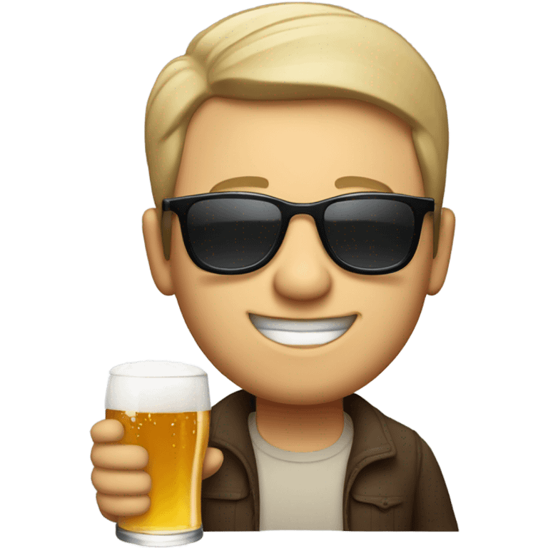 Fair skinned Man with sunglasses and a very large glass of beer Spanish beach emoji