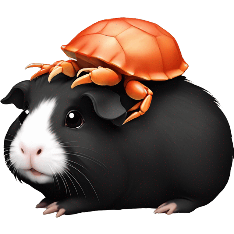 Cute Black guinea pig with crab emoji