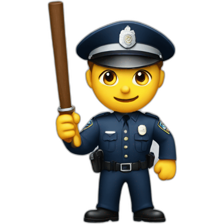 A policeman with a baton in his hand getting ready to strike emoji