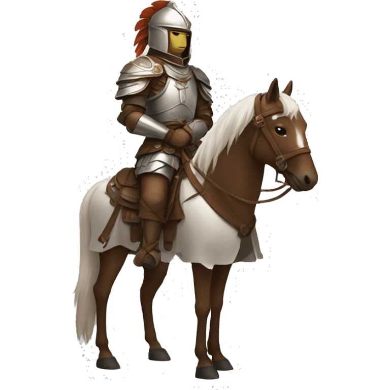 a white avar nomadic soldier on a horse from the side with brown armor on emoji