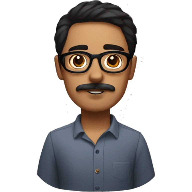 dark hair dark eye man with short mustache wearing glasses holding chihuahua emoji