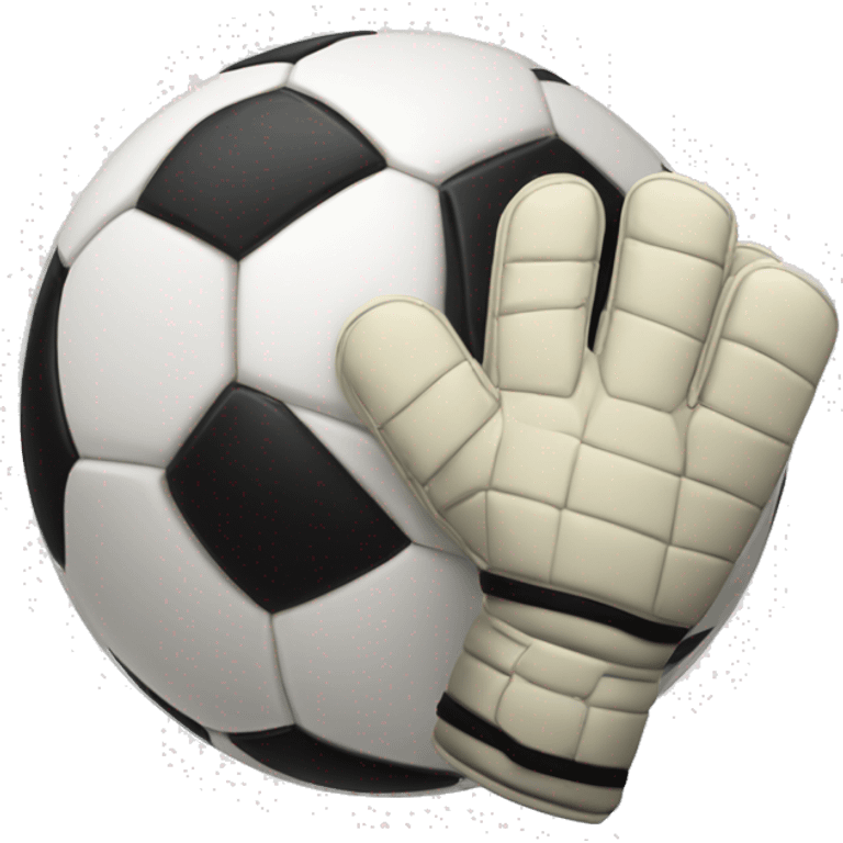 A soccer ball with goalie gloves around it emoji