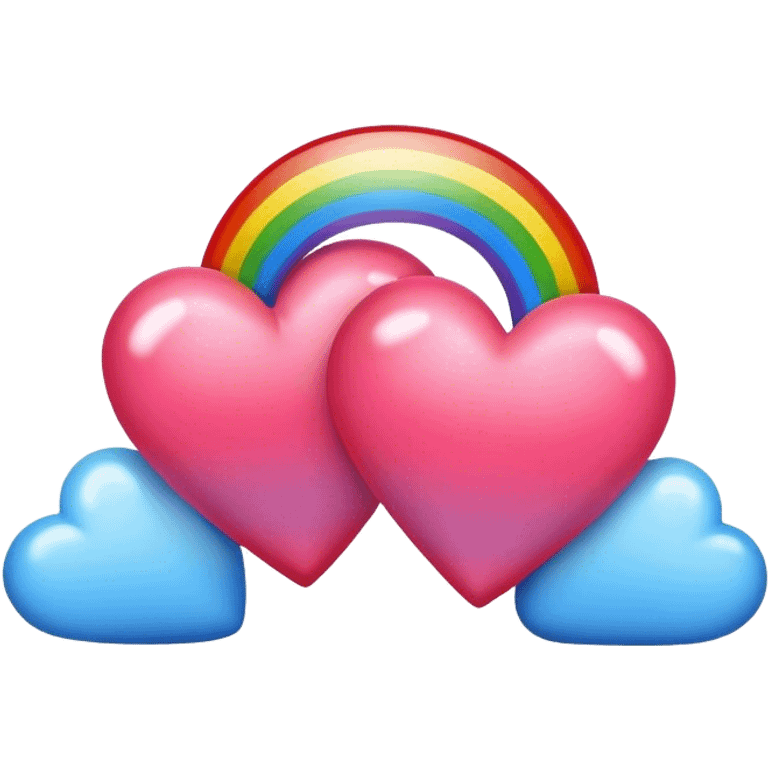 Two hearts with a rainbow in the middle emoji