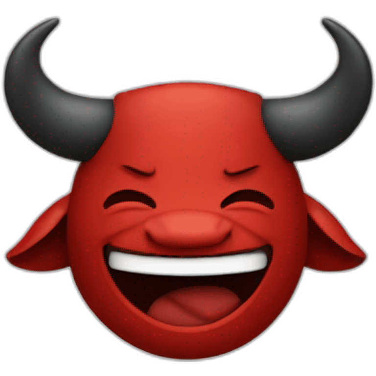 Minotaur in black and red colors in the style of a laughing emoji. emoji