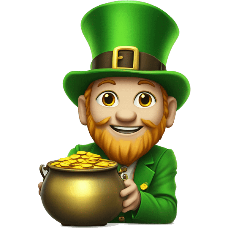 Leprechaun with pot of gold at rainbow end emoji