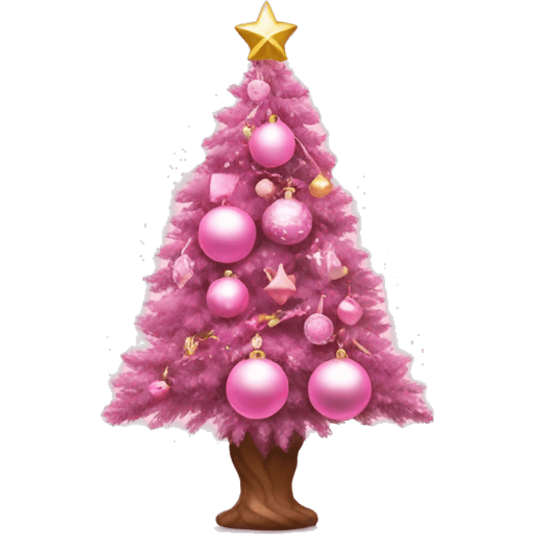 pink themed christmas tree with pink monochromatic ornaments  emoji