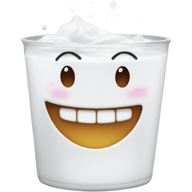 Happy face covered in milk emoji