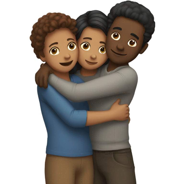 Three people hugging emoji