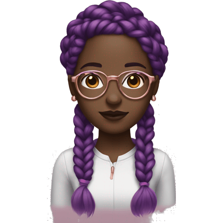 black girl with dark  purple and pink braids and rose gold glasses emoji