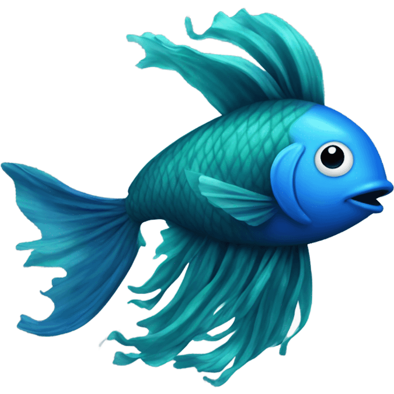 Blue fish with hair on it emoji