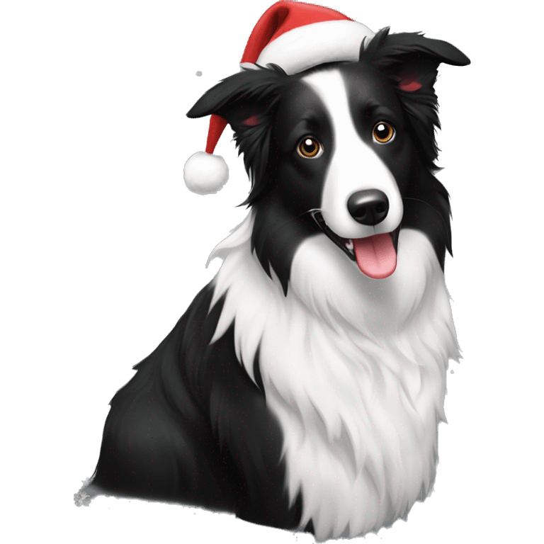 black and white border collie christmas emoji