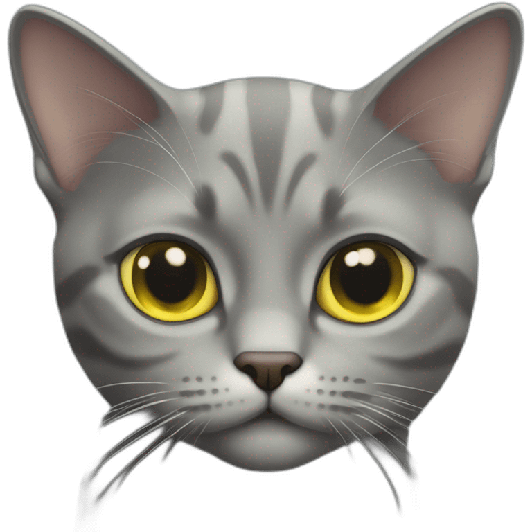 American short hair cat rubby- gray hair-yellow green eyes- The distance between the eyes is relatively far emoji