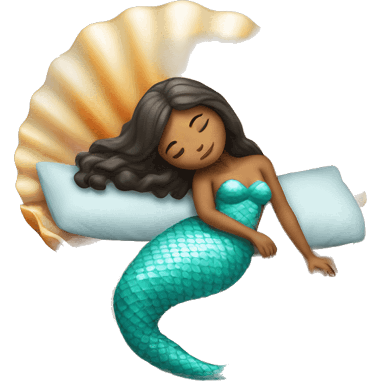 Mermaid sleeping on a shell bed emoji