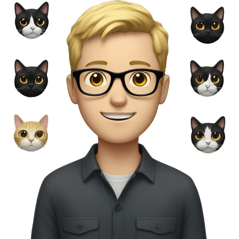 White Boy with glasses and a black cat emoji