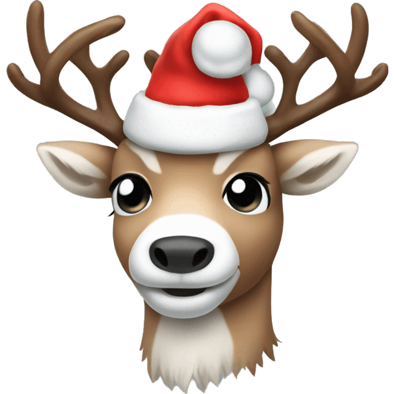 arctic reindeer with a Santa hat emoji