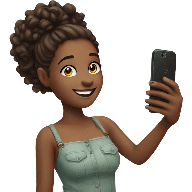 smiling girl taking selfie indoors emoji