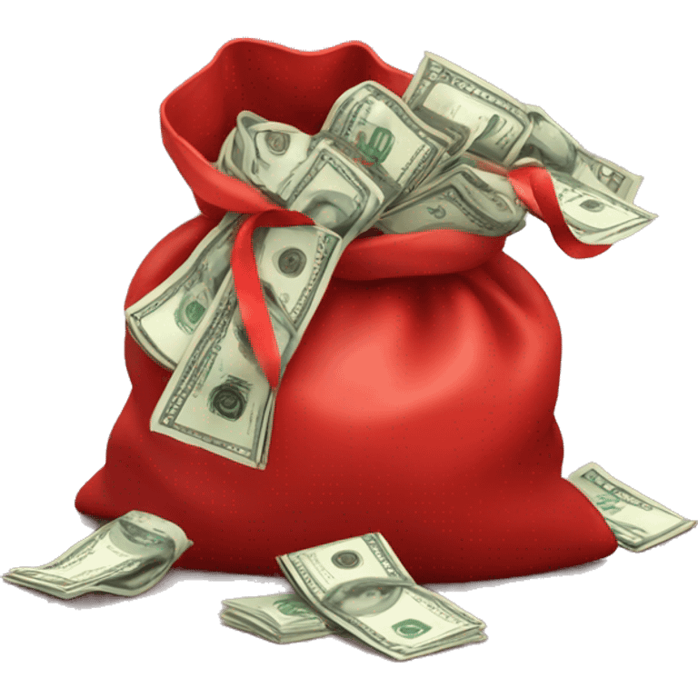 red bag with a christmas ribbon full of money emoji