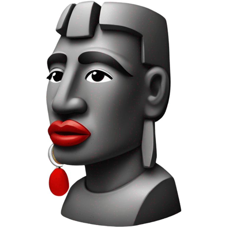 🗿 with red lipstick and earrings  emoji