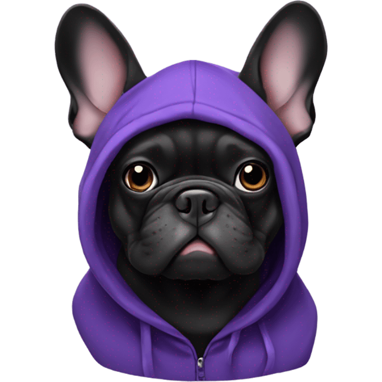 Purple french bulldog with black hoodie  emoji