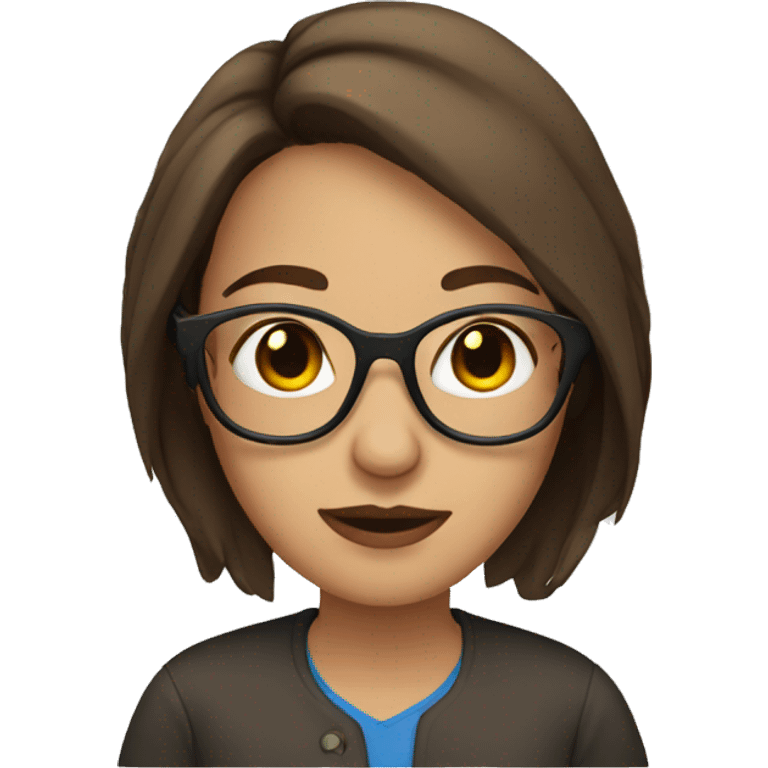 Woman with brown hair and glasses  emoji