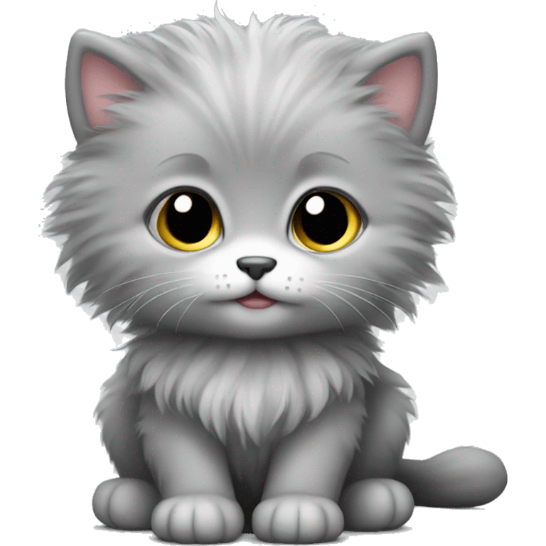 Cute grey fluffy kitten emoji