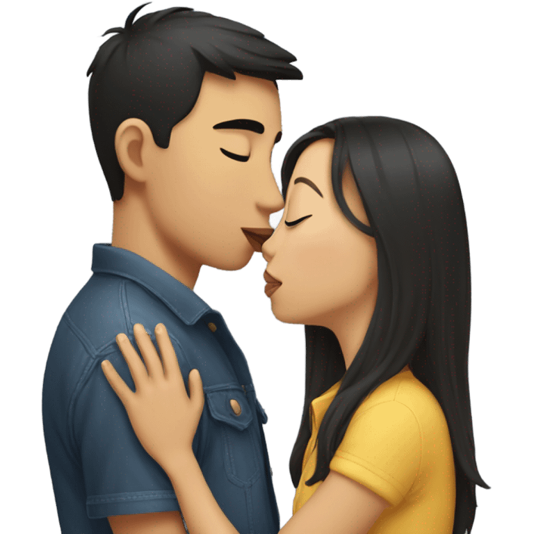 asian girl kissing american boyfriend  emoji